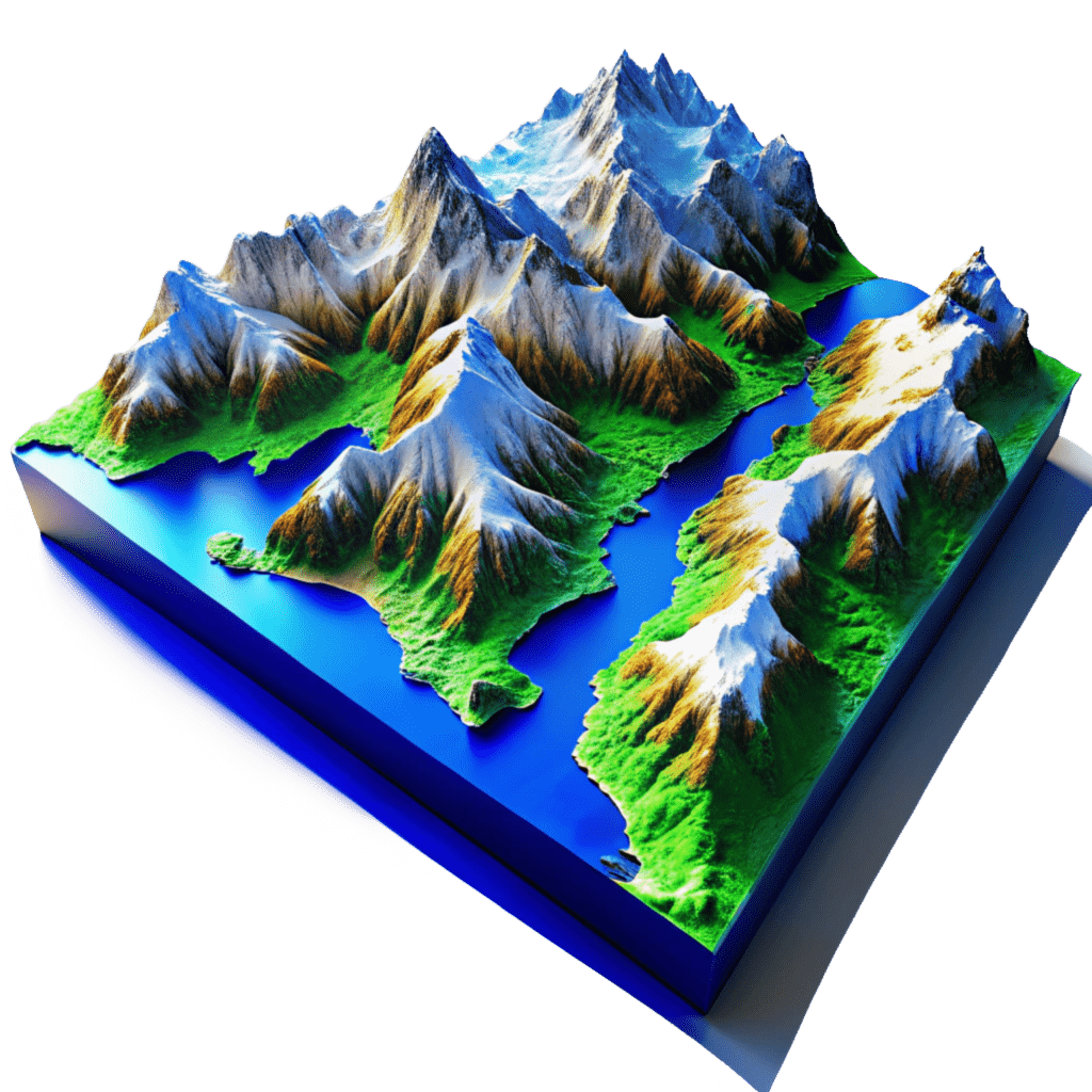 3D-модель ландшафта Новой Зеландии, Новая Зеландия NZeta